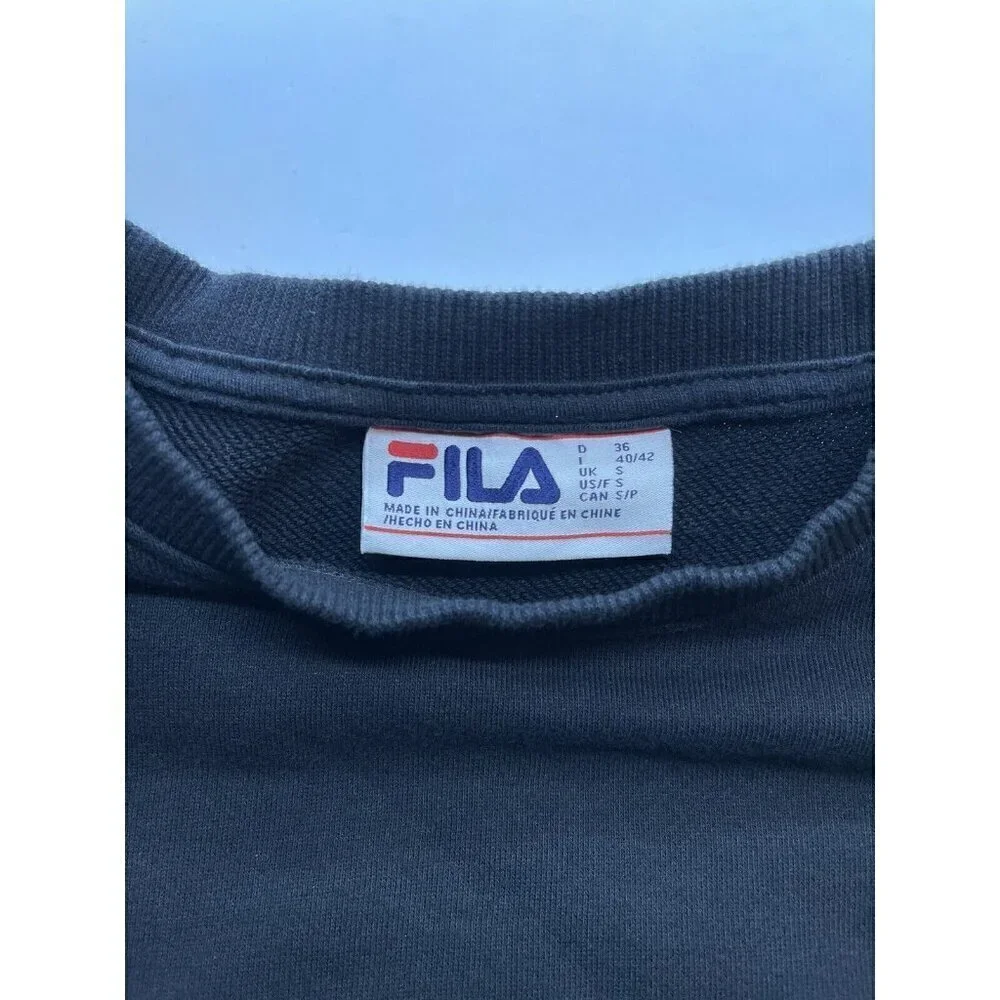 FILA Black Crewneck Multicolor Spellout Women's Sweatshirt Size Small Athletic